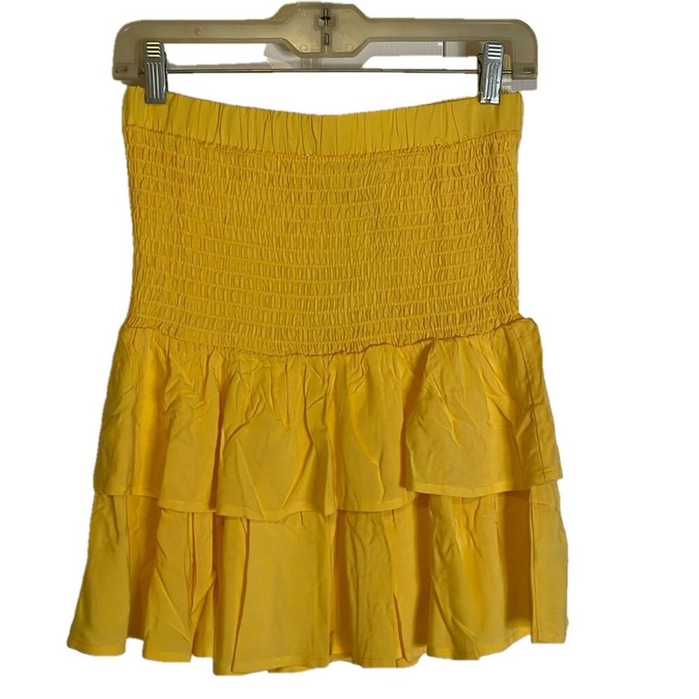 Women's Yellow Strapless Ruffle Top/Blouse Size M